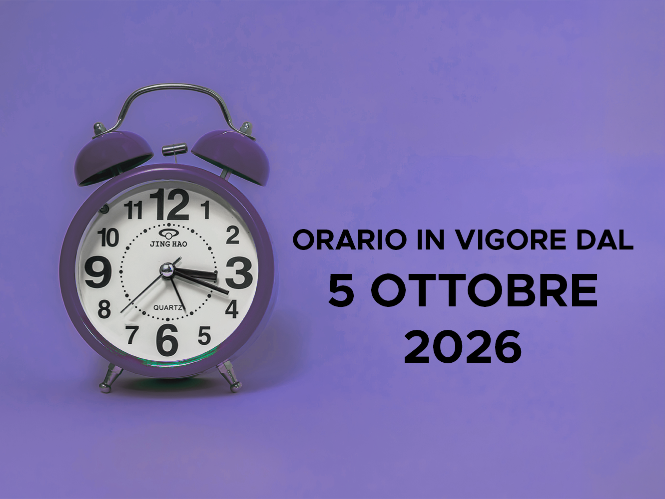 Orario in vigore dal 5 Ottobre